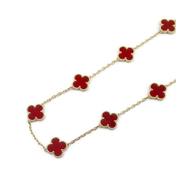 Van Cleef & Arpels Vintage Alhambra Carnelian Necklace 18KYG gold Red Used women