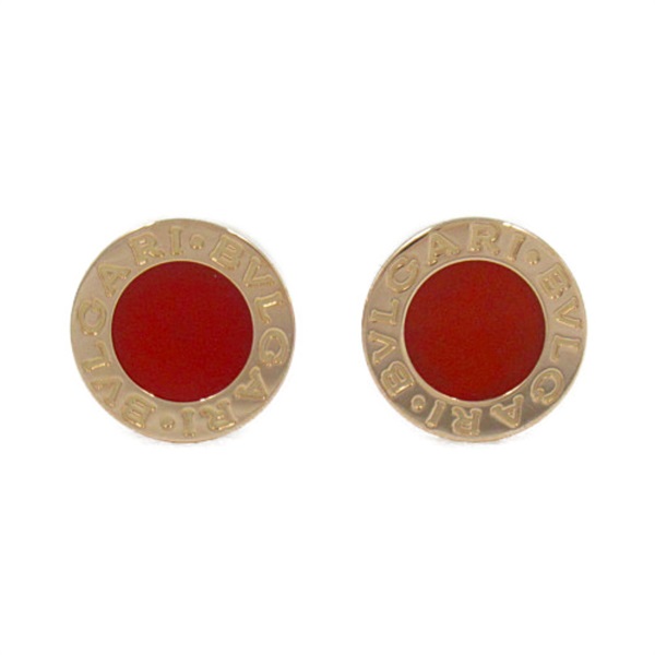 BVLGARI Carnelian Pierced earrings K18 PG Rose Gold Red Used