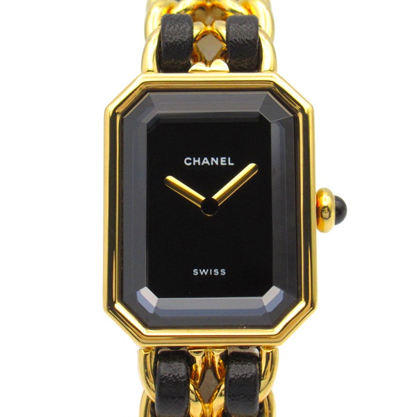 CHANEL Premiere M Wrist Watch H0001 Quartz Gold Plated leather Used Women