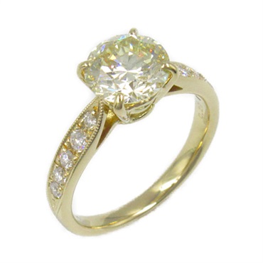 JEWELRY Diamond Ring K18 YG Yellow Gold Clear Used US#6.5