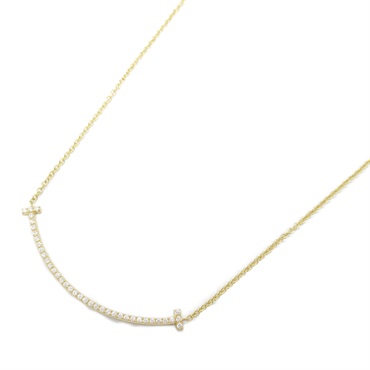 TIFFANY＆CO T Smile Small Necklace Diamond 18KYG Yellow Gold Used women
