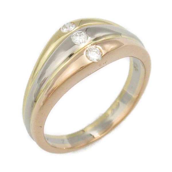 CARTIER Vintage Diamond Ring K18 YG PG WG Gold Clear Used #49