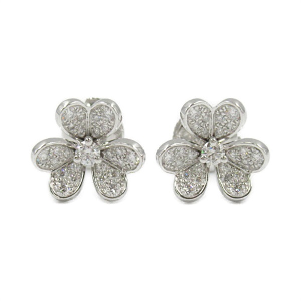 Van Cleef & Arpels Frivole Mini Diamond Pierced earrings K18 WG White Gold Clear