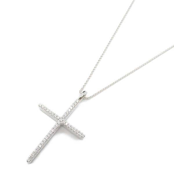 Damiani Mystery Cross Necklace Pendant Diamond 18KWG White Gold Used women