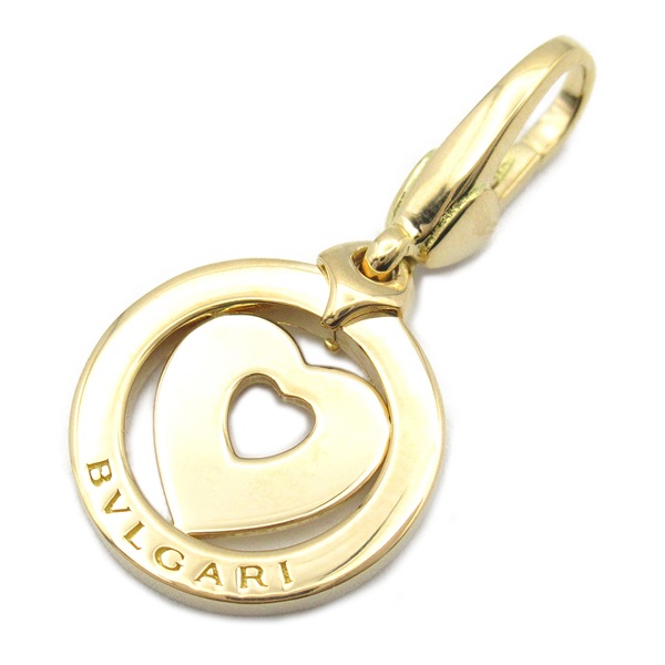 BVLGARI Tondo Heart Charm Pendant K18 YG Yellow Gold Used