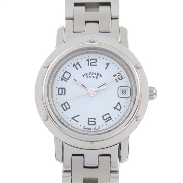 HERMES Clipper Wrist Watch CL4.210 Quartz Stainless Steel Used Women