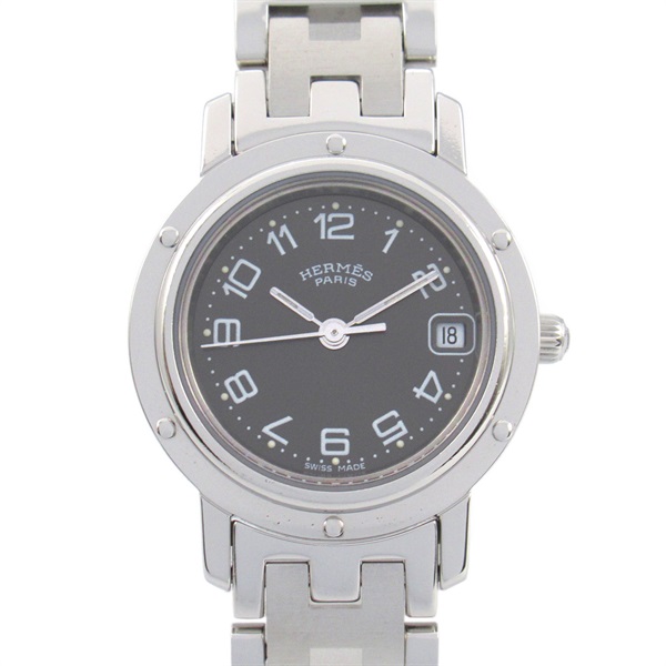 HERMES Clipper Wrist Watch CL4.210 Quartz Stainless Steel Used Women