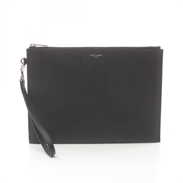 SAINT LAURENT business clutch bag 683865 leather Black Used mens