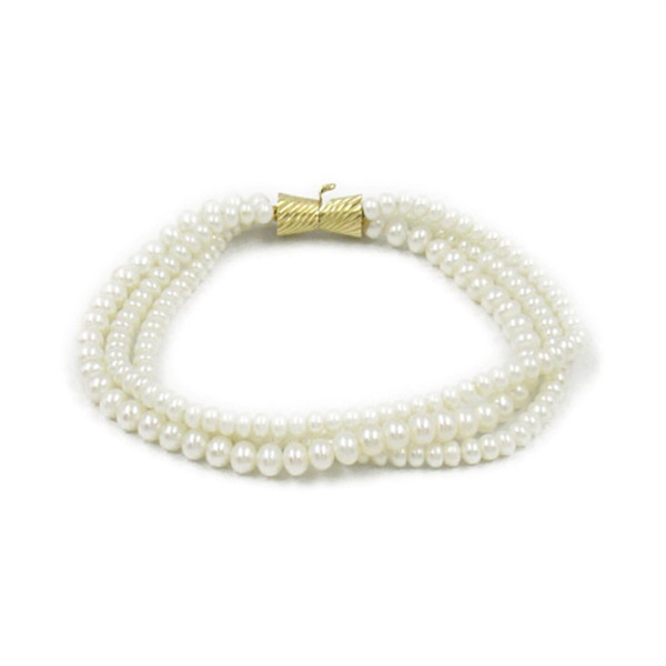 MIKIMOTO Freshwater Pearl Bracelet K18 YG Yellow Gold White Used Women