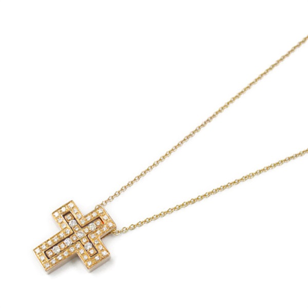 Damiani Belle Epoque XS Cross Diamond Necklace Pendant K18 PG Rose Gold Clear