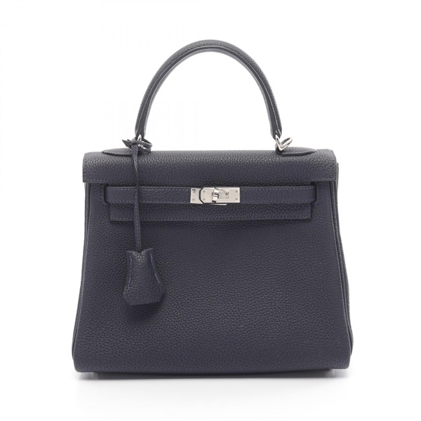 HERMES Kelly 25 Hand bag Z Taurillon Clemence Blue nuit Used SHW