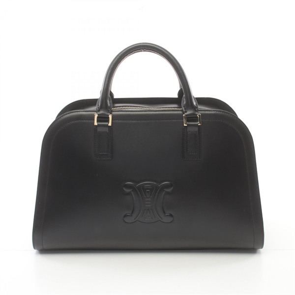 CELINE Triomphe Hand Boston bag leather Black Used