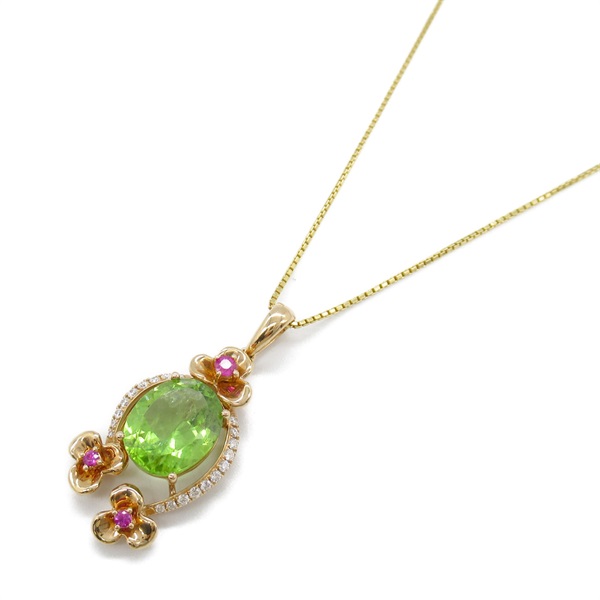 JEWELRY Peridot Necklace Pendant K18 YG PG Yellow Rose Gold Green Used