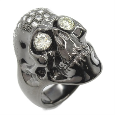 JEWELRY Diamond Ring K18 WG White Gold Clear Yellow Used US#6.75