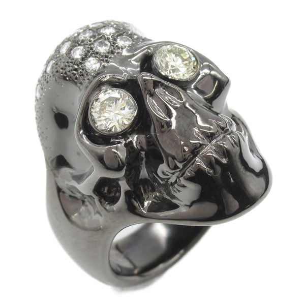 JEWELRY Diamond Ring K18 WG White Gold Clear Yellow Used US#6.75