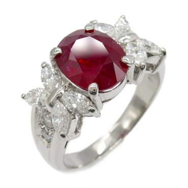 JEWELRY Ruby Diamond Ring Pt900 Platinum Red Used women US size 8