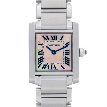CARTIER Tank francaise SM Wrist Watch W51028Q3 Quartz Stainless Steel Used Women