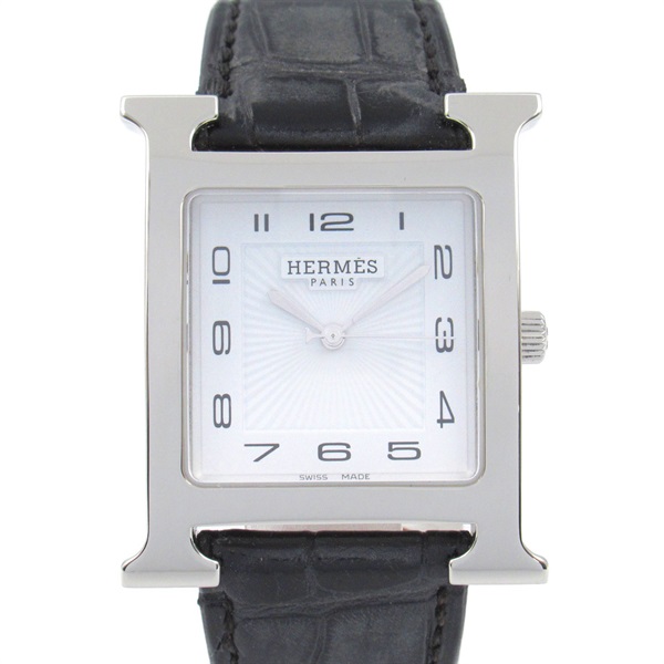 HERMES H watch Wrist Watch HH1.810 Quartz Stainless Steel leather Used mens