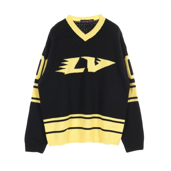 LOUIS VUITTON LV Intarsia Football knitwear RM221 YQL wool Black Yellow Used #M