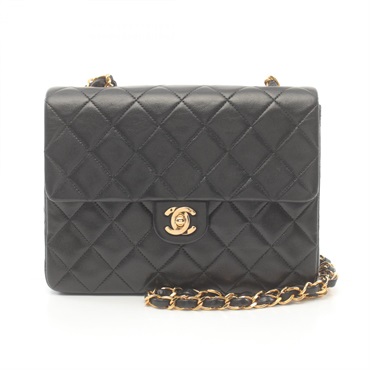 CHANEL Matelasse chain Shoulder crossbody Bag Lambskin Black Used GHW