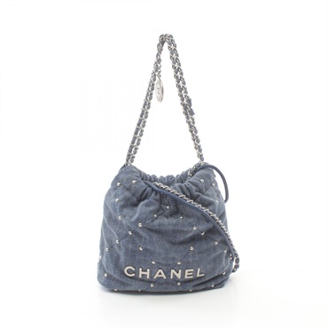 CHANEL chanel 22 mini chian Shoulder crossbody Bag AS3980 denim Navy Used SHW