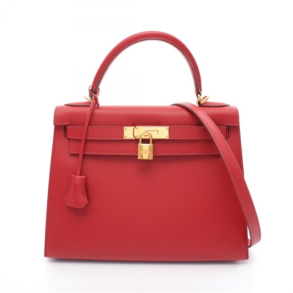 HERMES Kelly 28 2way shoulder Handbag Epsom leather rouge garance Used K GHW