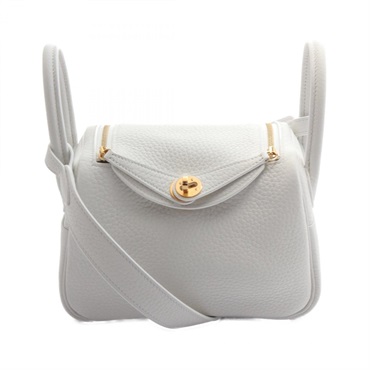 HERMES Lindy Mini Shoulder crossbody Bag W 079086CC Taurillon Clemence White GHW