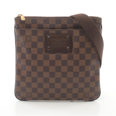 LOUIS VUITTON Platt Brooklyn Shoulder Bag N41100 Damier Brown Ebene Used Women