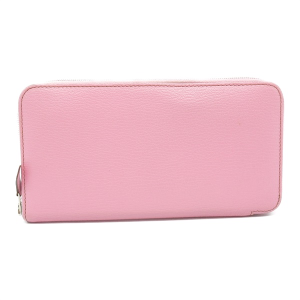 HERMES Azap Long Around long wallet Purse Chevre leather SHW Uno Pink Used Women