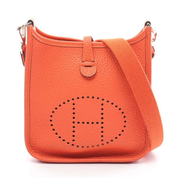 HERMES Evelyne TPM Amazon Shoulder Bag Z Taurillon Clemence Orange poppy SHW