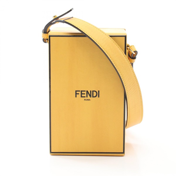 FENDI box Shoulder Bag crossbody 7VA519 leather Yellow Used Women logo