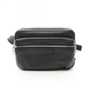 LOUIS VUITTON Bum bag outdoor crossbody M33438 Taiga leather Black Used mens LV