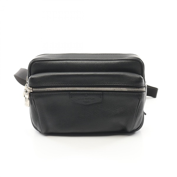 LOUIS VUITTON Bum bag outdoor crossbody M33438 Taiga leather Black Used mens LV