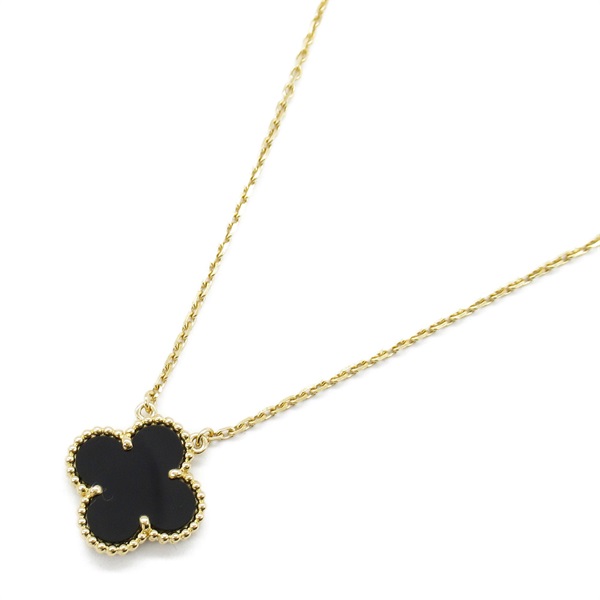 Van Cleef & Arpels Vintage Alhambra Onyx Necklace 18KYG Yellow Gold Black Used