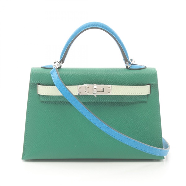 HERMES kelly mini 2 2way shoulder Hand crossbody bag Epsom Vert vertigo Used