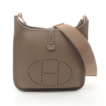 HERMES Evelyne 3 PM Shoulder crossbody Bag B Taurillon Clemence Etoupe Used GHW