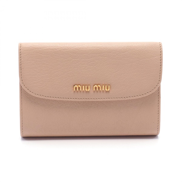 Miu Miu Tri-fold wallet Purse leather Pink Used Women