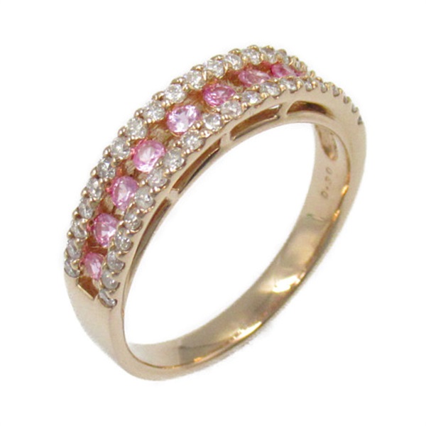 JEWELRY Sapphire diamond Ring K18 PG Rose Gold Clear Pink Used US#5.75