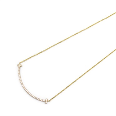 TIFFANY＆CO T Smile Small Diamond Necklace 18KPG Pink Rose Gold Used women