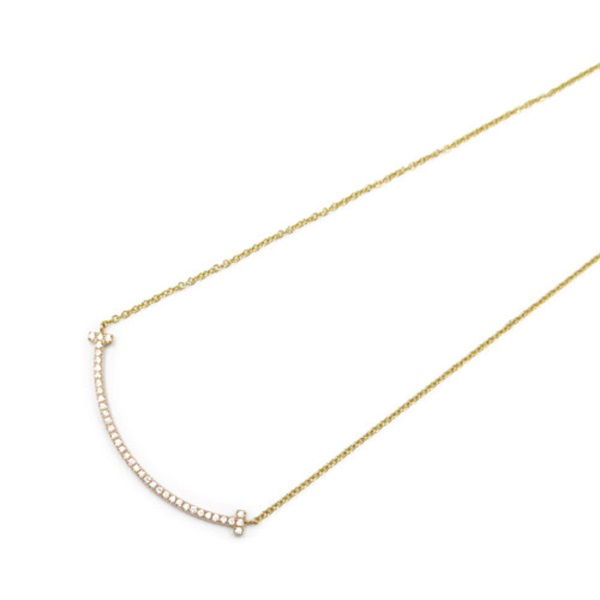 TIFFANY＆CO T Smile Small Diamond Necklace 18KPG Pink Rose Gold Used women