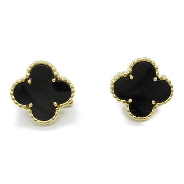 Van Cleef & Arpels Vintage Alhambra Onyx Pierced earrings 18KYG gold Black Used