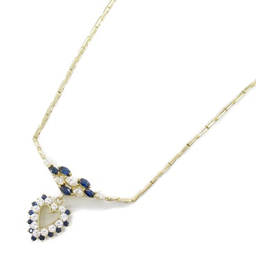 TIFFANY＆CO Sapphire Diamond Necklace 18KYG Yellow Gold Blue Used women Pendant