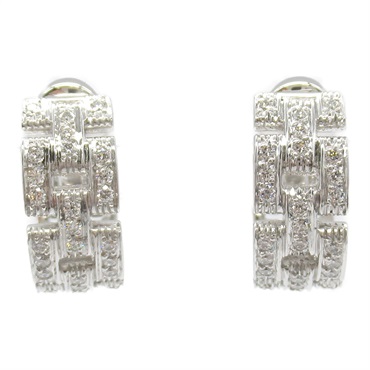 CARTIER Mayon PANTHERE Pierced earrings Diamond 18KWG White Gold Used women