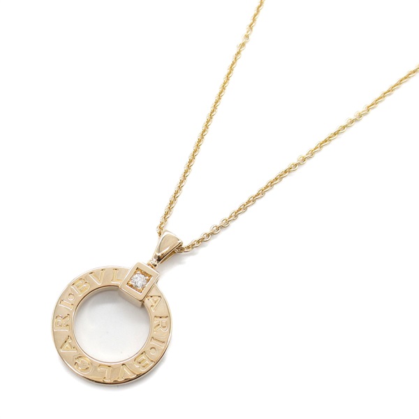 BVLGARI Diamond Necklace Pendant K18 PG Rose Gold Clear Used