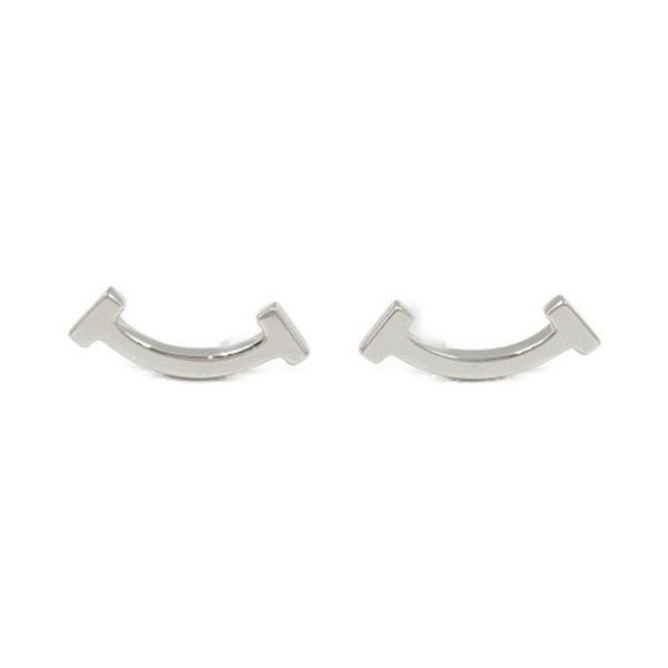 TIFFANY＆CO T Smile Pierced earrings K18 WG White Gold Used