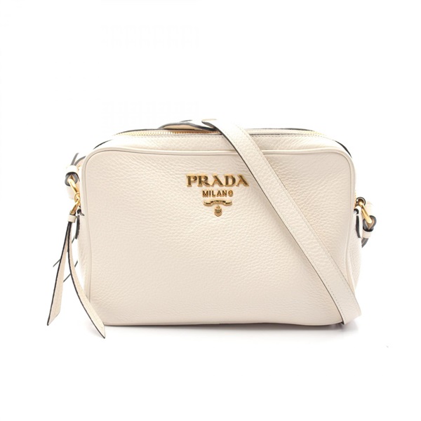 PRADA VITELLO PHENIX Shoulder crossbody Bag 1BH079 leather White Used