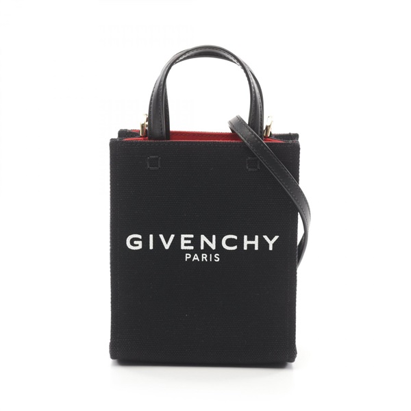 GIVENCHY G-TOTE Vertical Mini 2way Handbag BB50R9B1F1 canvas leather Black Used