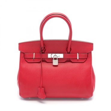 HERMES Birkin 30 Hand bag Q Epsom Vermillon Used SHW
