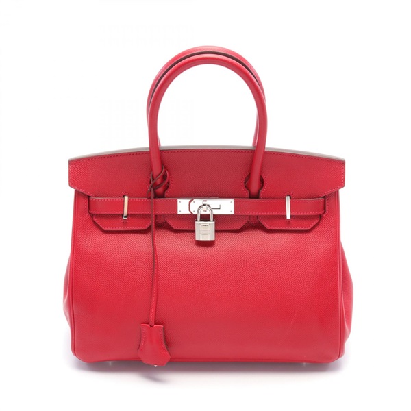 HERMES Birkin 30 Hand bag Q Epsom Vermillon Used SHW