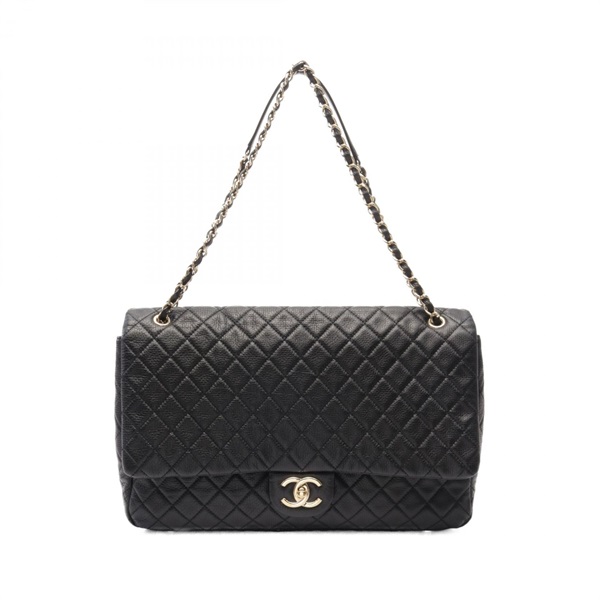 CHANEL Jumbo Matelasse chain Shoulder Bag leather Black Used Women GHW CC Coco